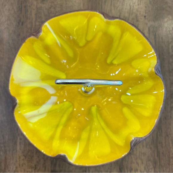 Vintage California Pottery Sequoia Ware Yellow Handled Nut Candy Dish Made USA - Picture 2 of 8
